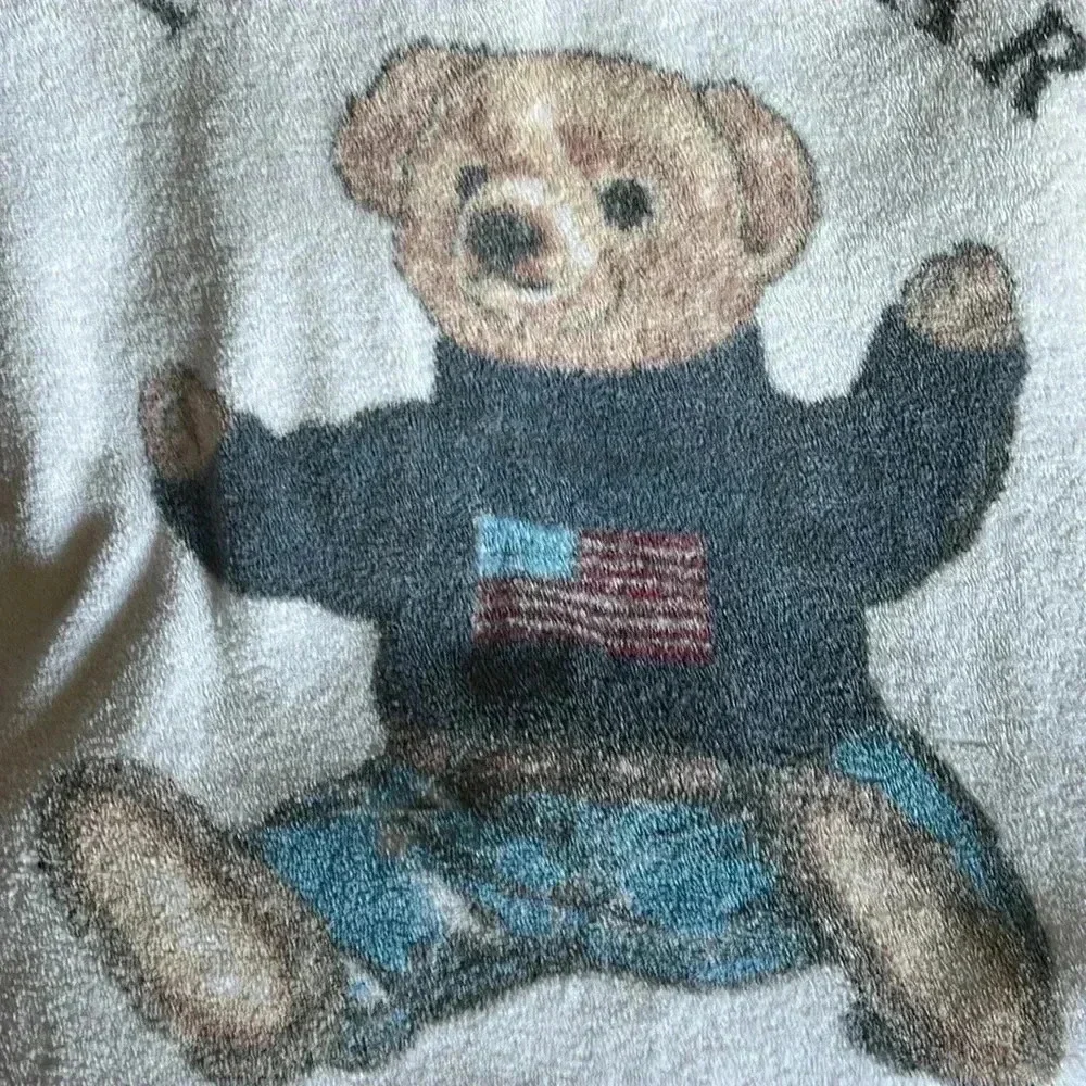 Vintage Polo Ralph Lauren Bear USA Flag Beach Bath Towel 35 
